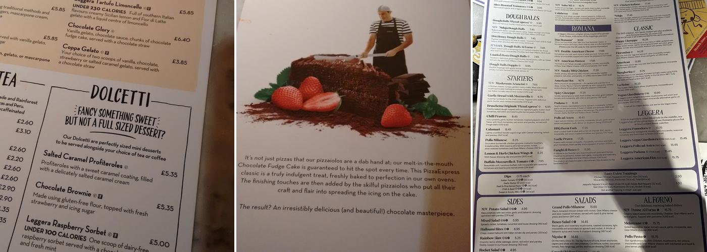 Pizza Express Menu