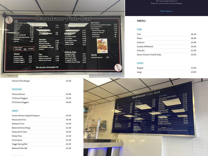 Barnham Fish Bar Menu
