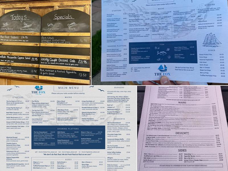The Fox Inn Menu