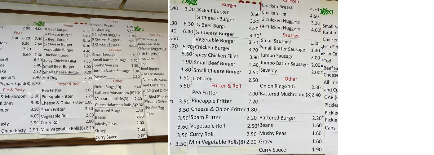 Regal Fish & Chips Menu