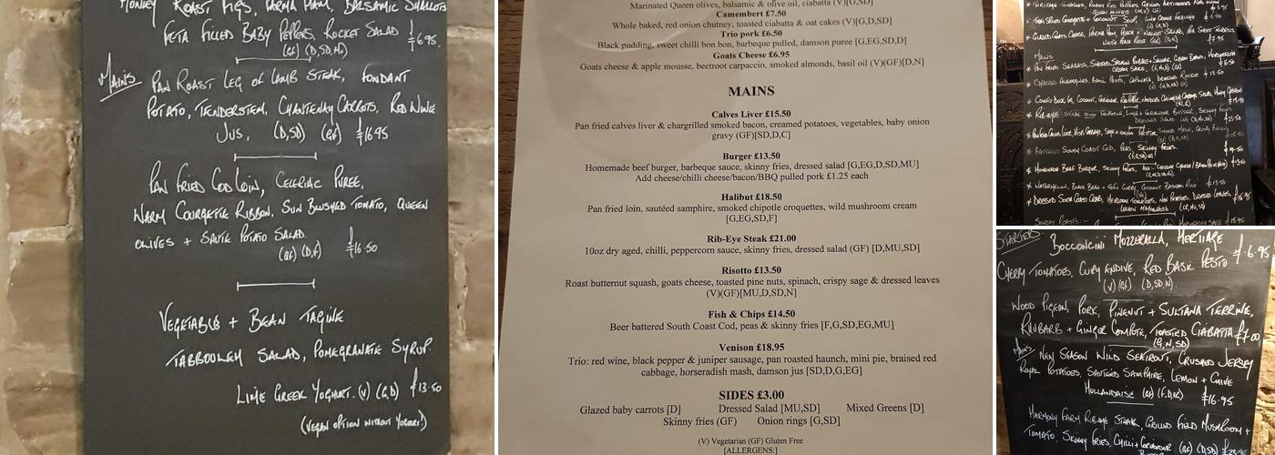 The Half Moon Menu