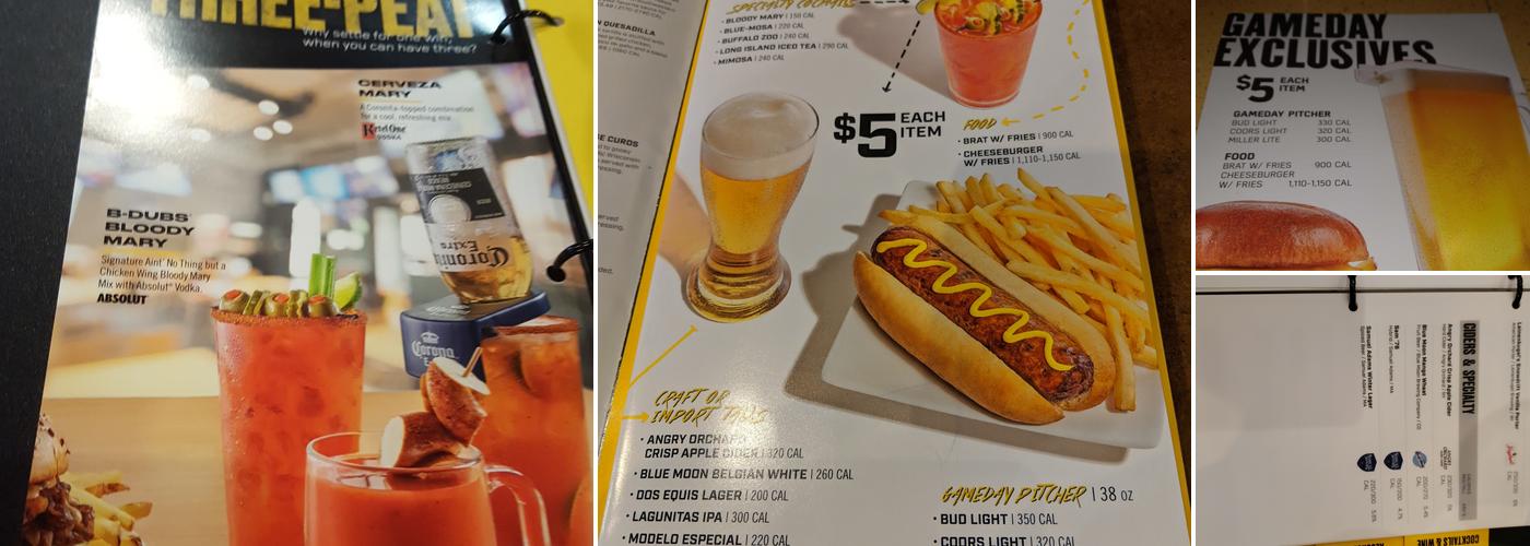 Buffalo Wild Wings Menu