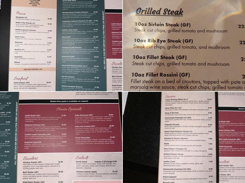 ROKKA Mediterranean Restaurant & Bar Menu