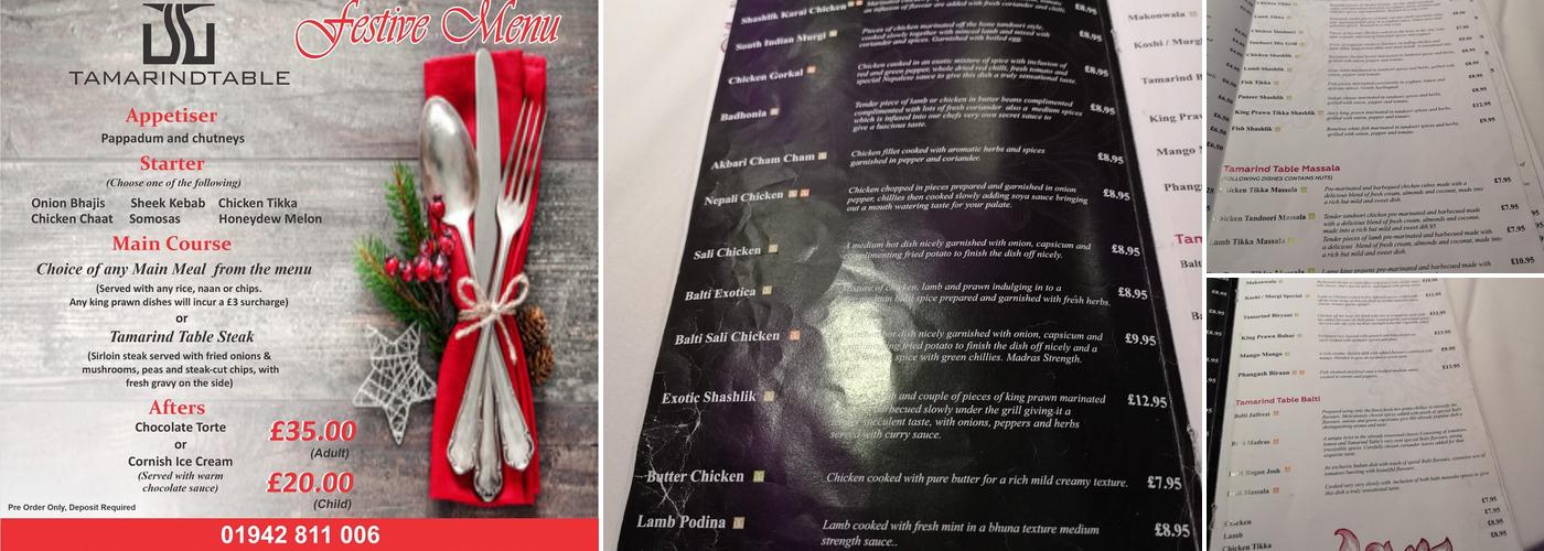 Tamarind Table Westhoughton Menu