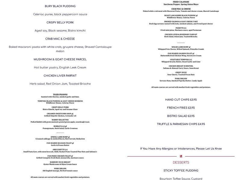 Bistro 341 Menu