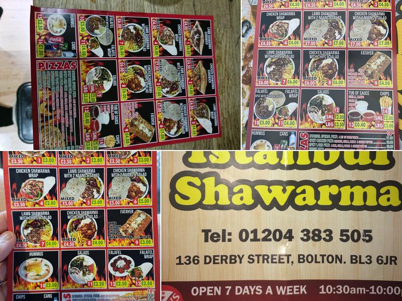 Istanbul Shawarma Menu
