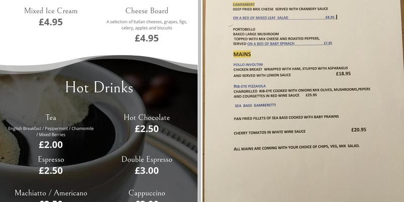 Tipico Restaurant Menu