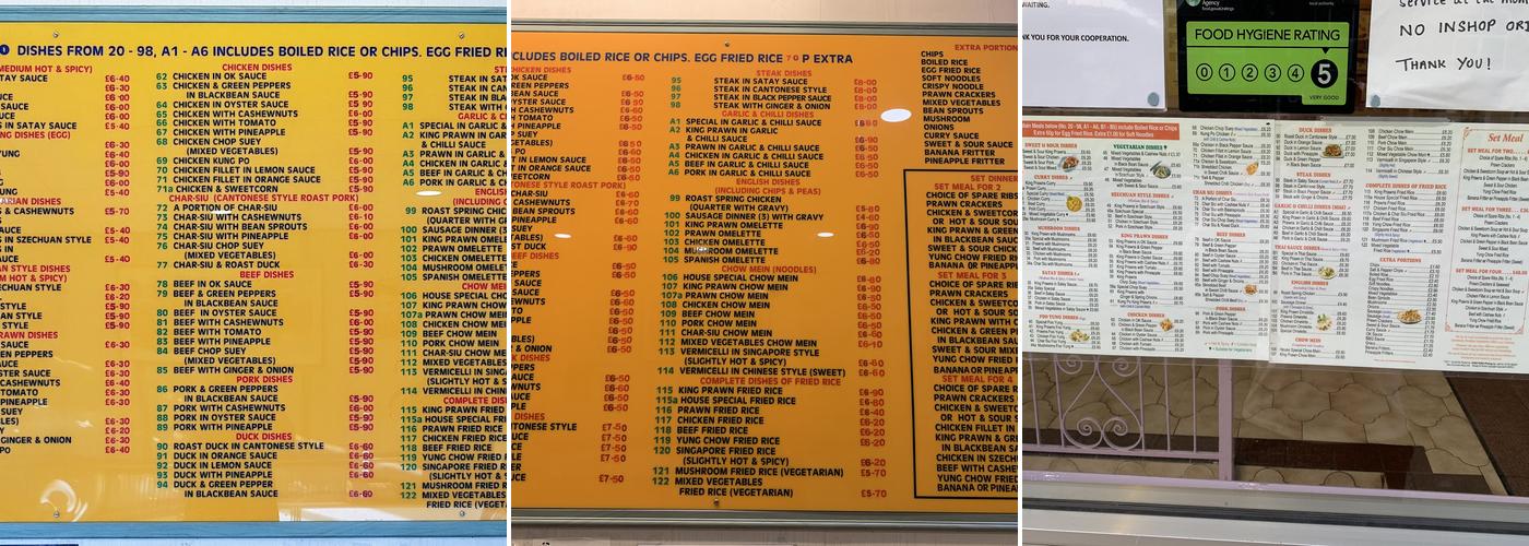 GOLDEN HARVEST CHINESE TAKEWAY Menu