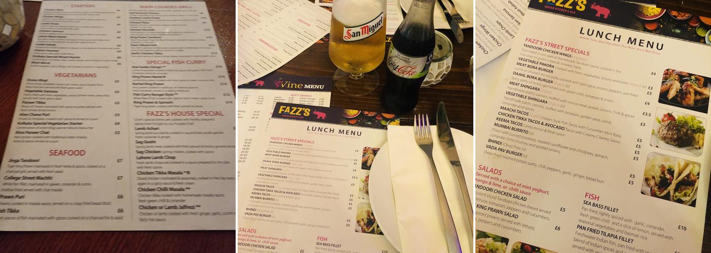 Fazzs indian kitchen Menu