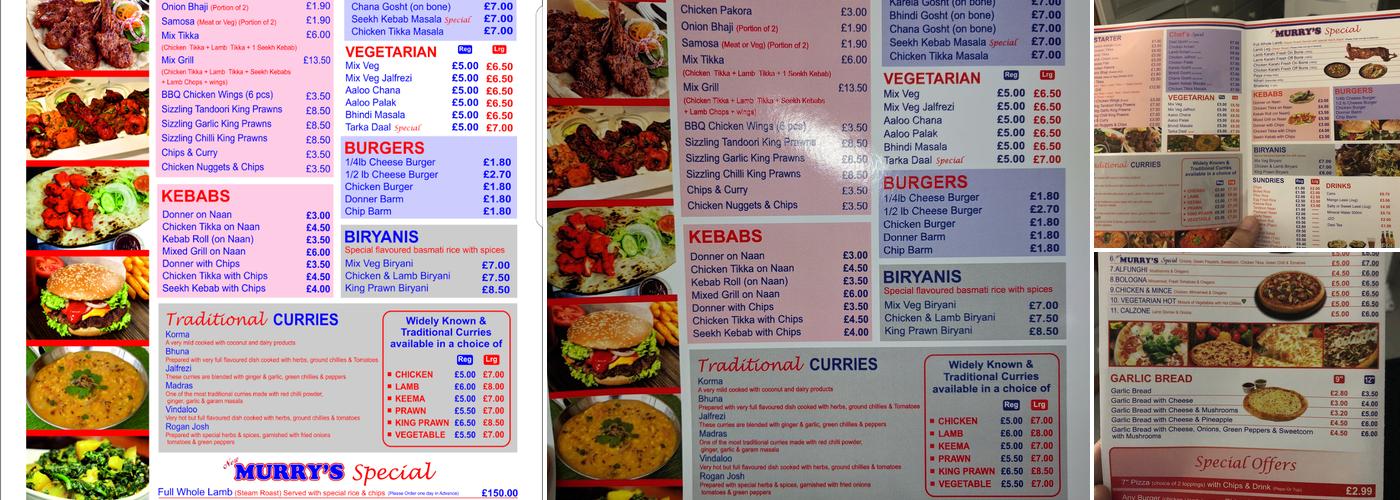 Murry Takeaway Menu
