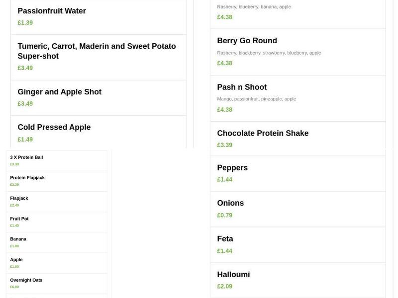 Avocado Health Bar Menu