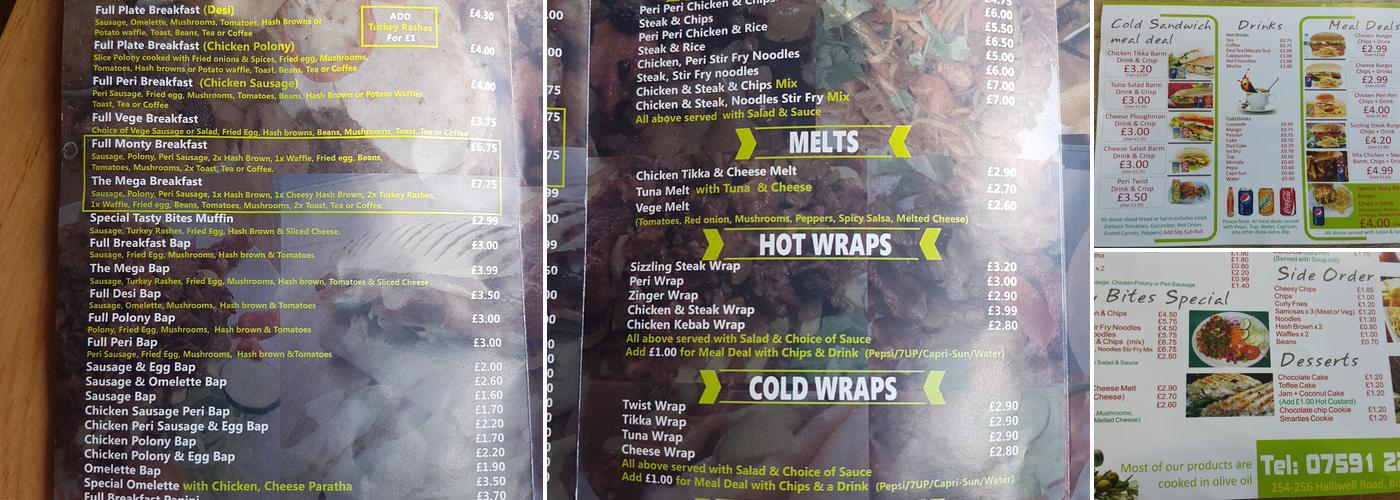 Tasty Bites Menu