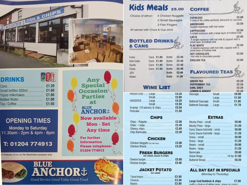 Blue Anchor Fish & Chips Menu