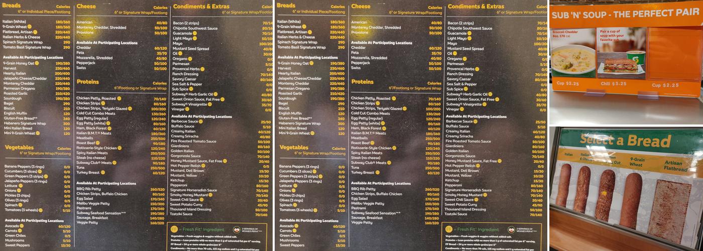 Subway Menu