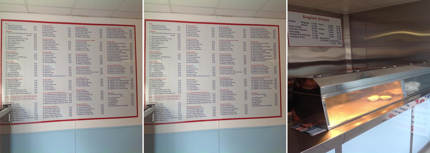 Skylark Fish & Chip Shop Menu