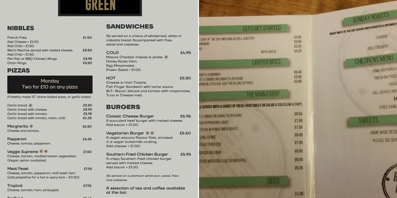 The Bowling Green Menu