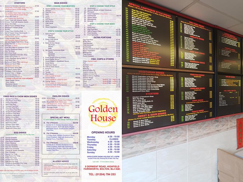 Golden House Menu