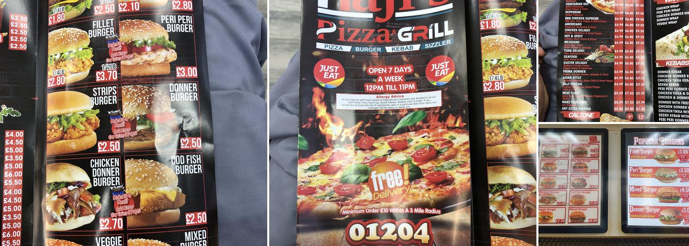 Haji's Pizza & Grill Menu