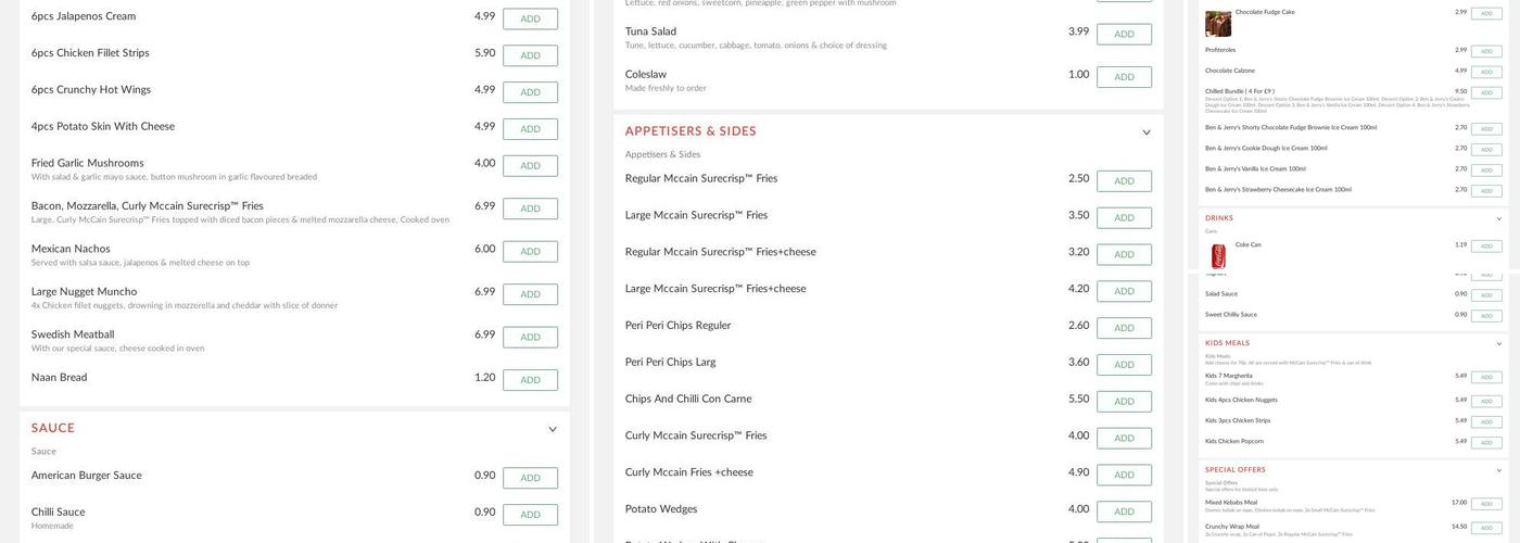 Canadian Charcoal Menu