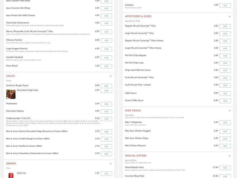 Canadian Charcoal Menu