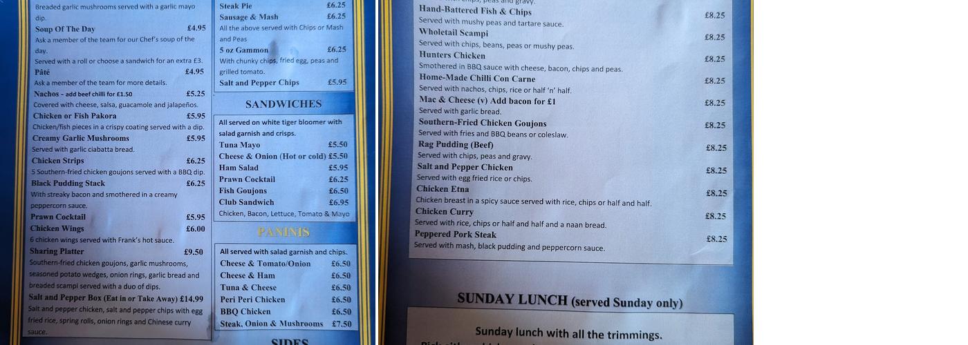 Hulton Arms Menu