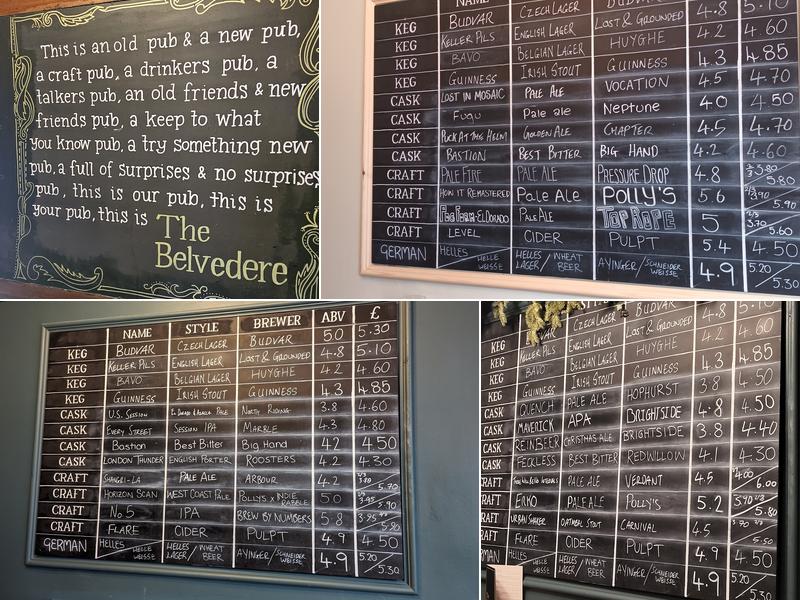 The Belvedere Arms Menu