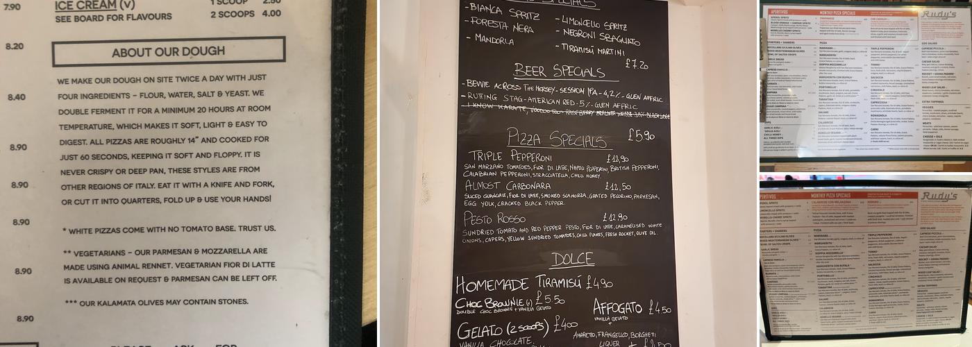 Rudy's Pizza Napoletana - Castle Street Menu