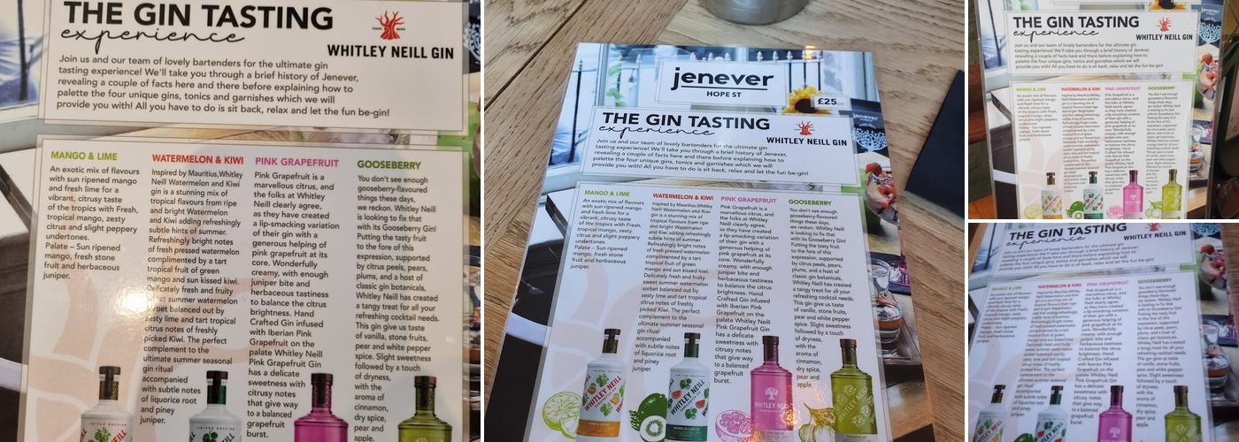 Jenever Gin Bar Menu