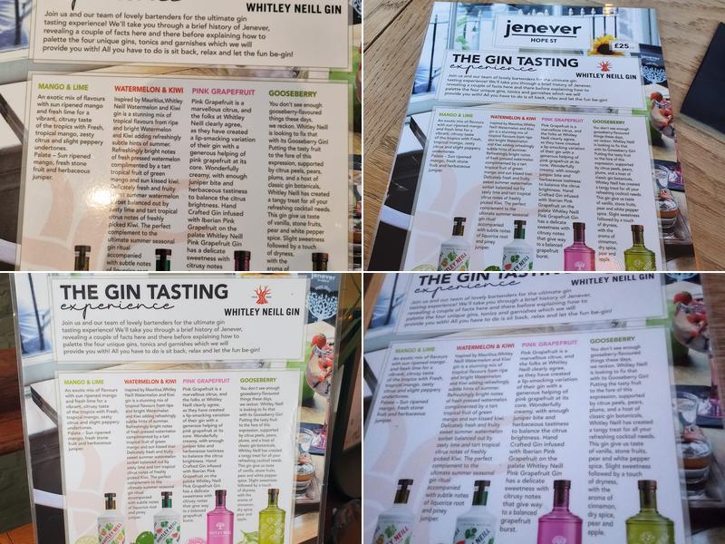 Jenever Gin Bar Menu