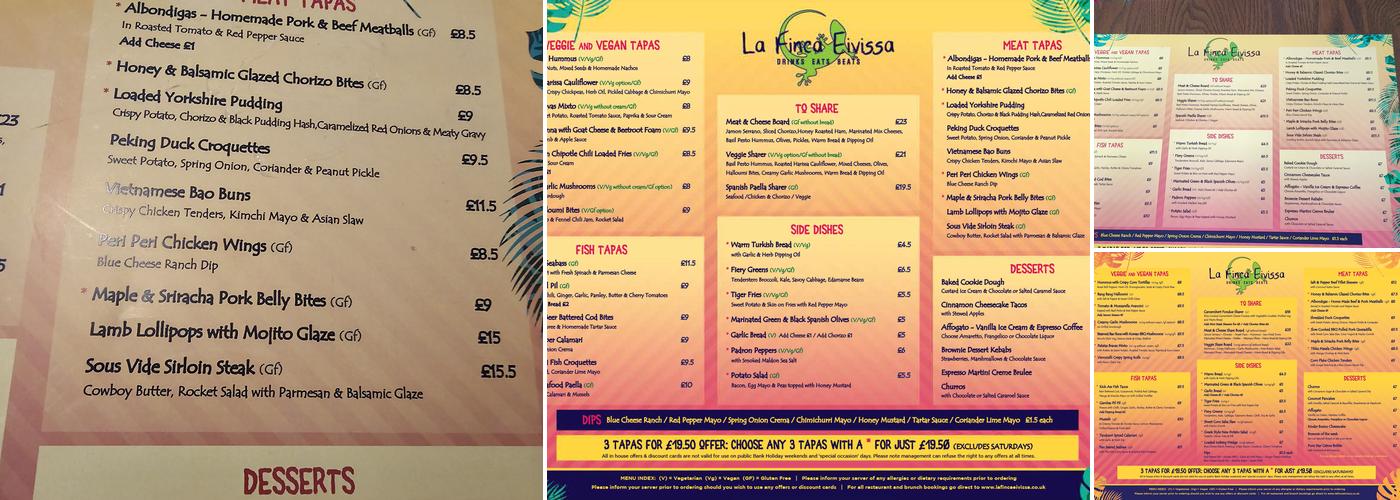 La Finca Eivissa Menu