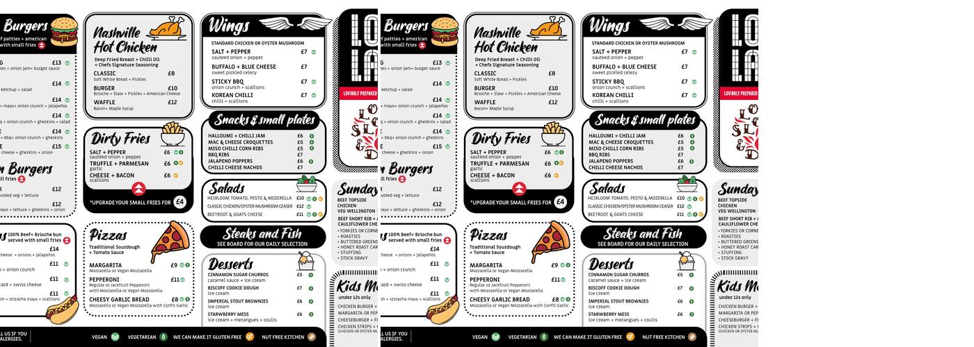 Love Lane Brewery, Bar and Kitchen Menu