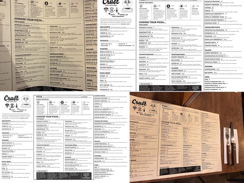 Crust Liverpool Menu