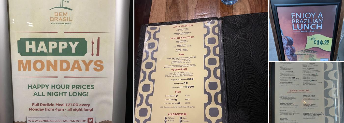 Bem Brasil Liverpool Menu