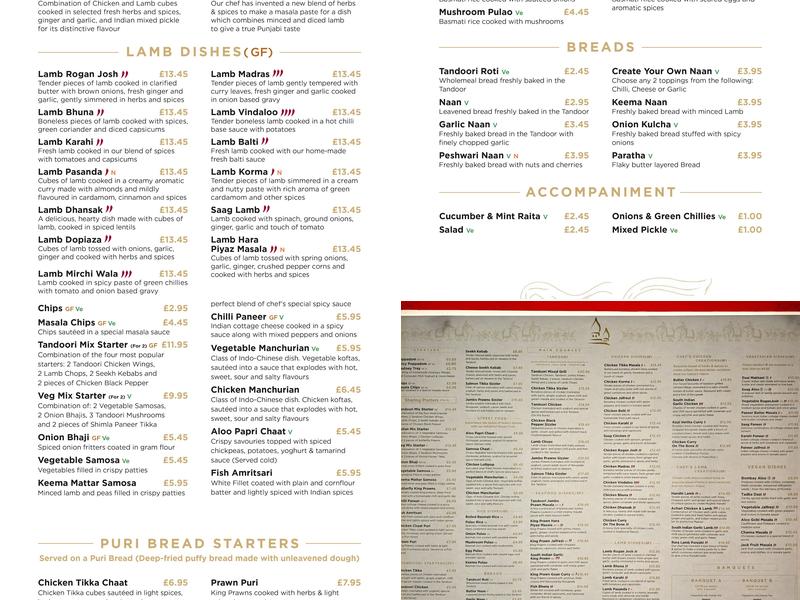 Sultan's Palace Menu