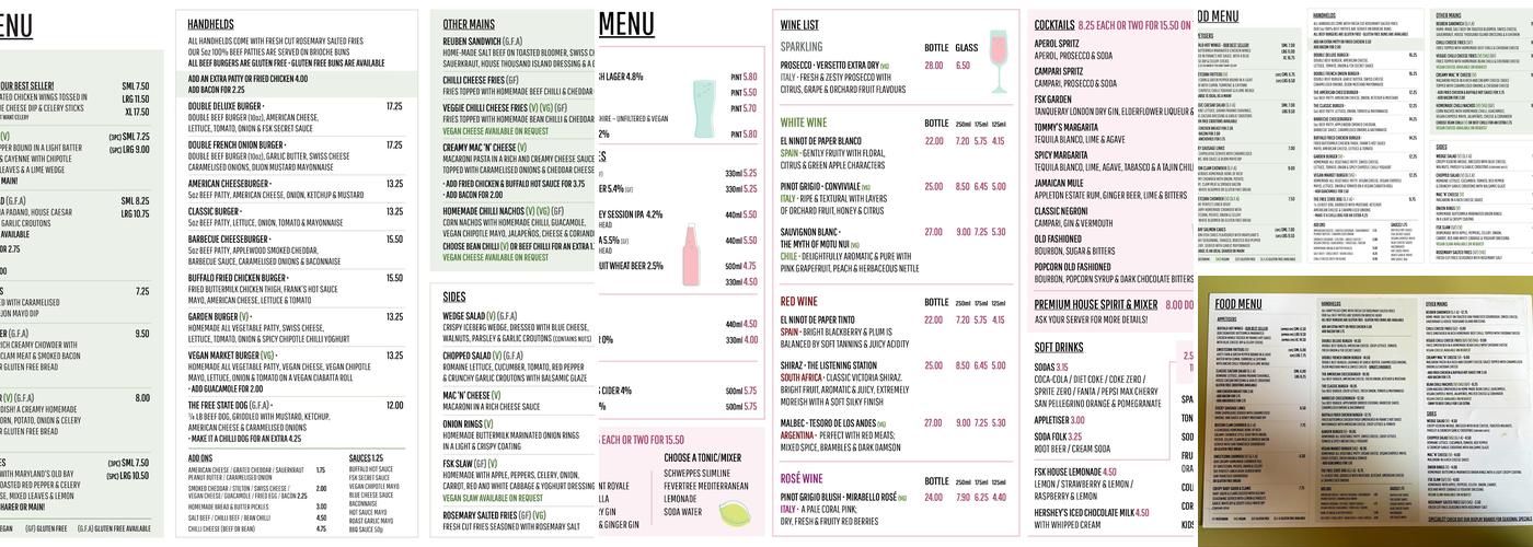 Free State Kitchen Menu