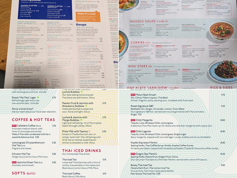 Rosa's Thai Liverpool Menu