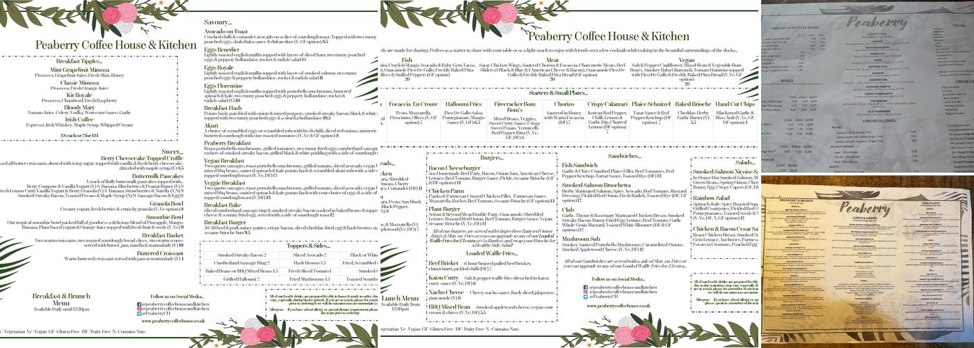 Peaberry Coffee House & Kitchen Menu