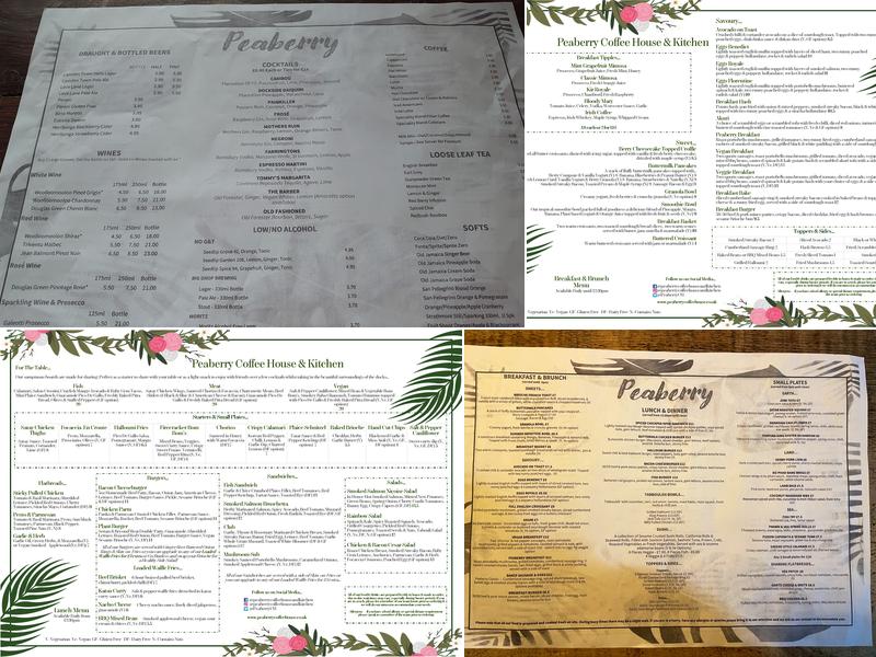 Peaberry Coffee House & Kitchen Menu