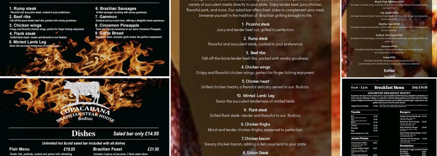 Copacabana Bar and Grill Liverpool Menu