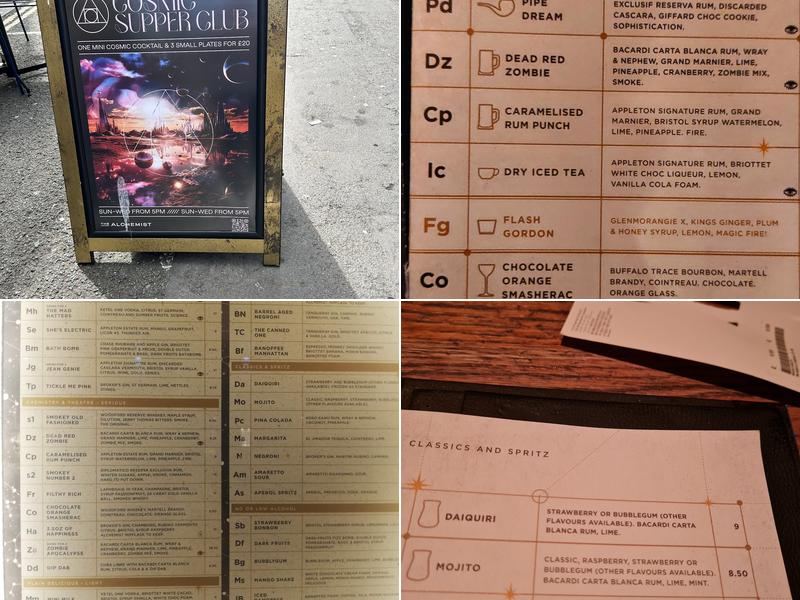 The Alchemist Liverpool Menu