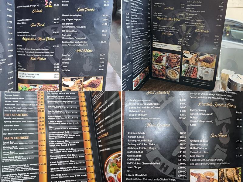 Lazeez Kurdish Charcoal Grill Restaurant Menu