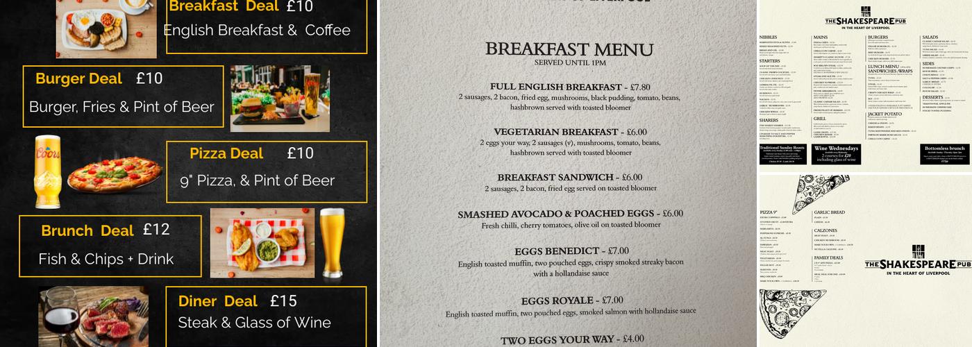 The Shakespeare Menu