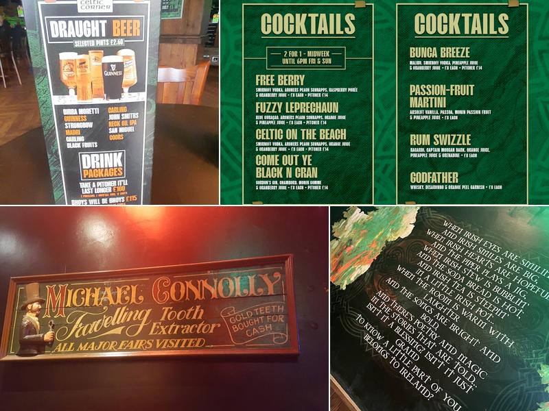 The Celtic Corner Menu