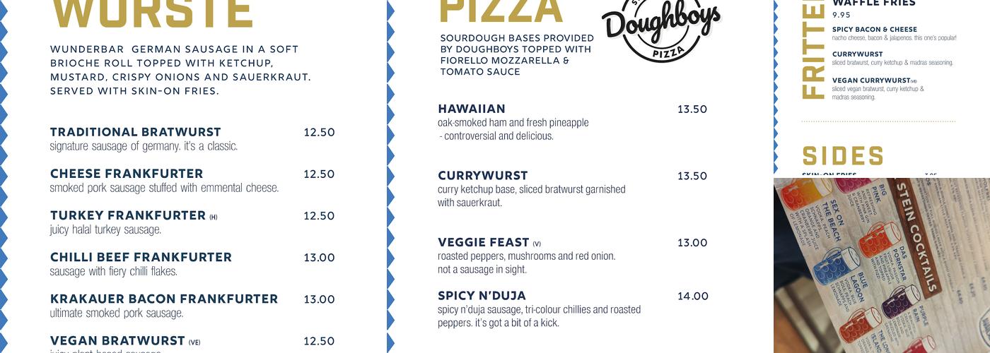 The Bierkeller Liverpool Menu