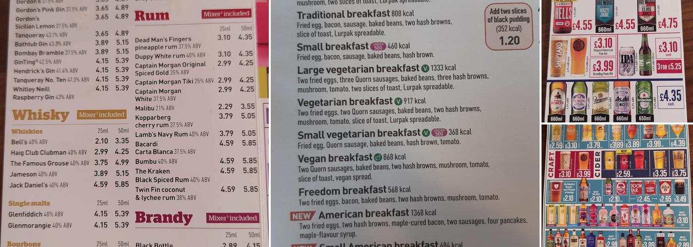 The Richard John Blackler - JD Wetherspoon Menu