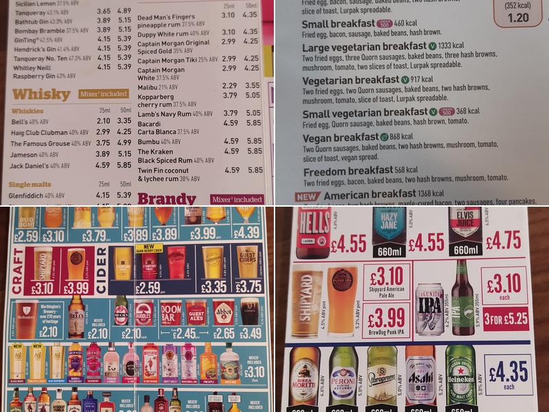 The Richard John Blackler - JD Wetherspoon Menu
