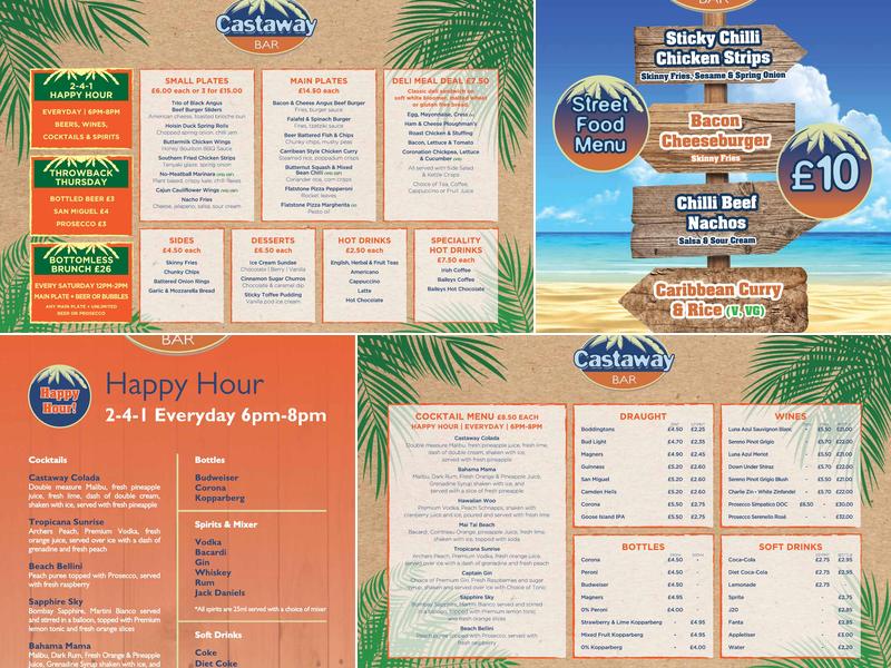 Castaway Bar Menu