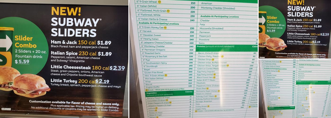 Subway Menu