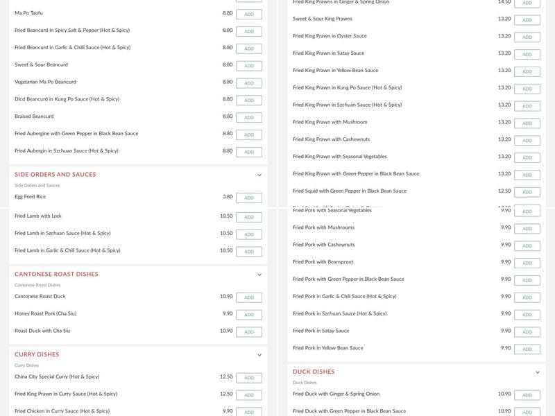 China City Menu