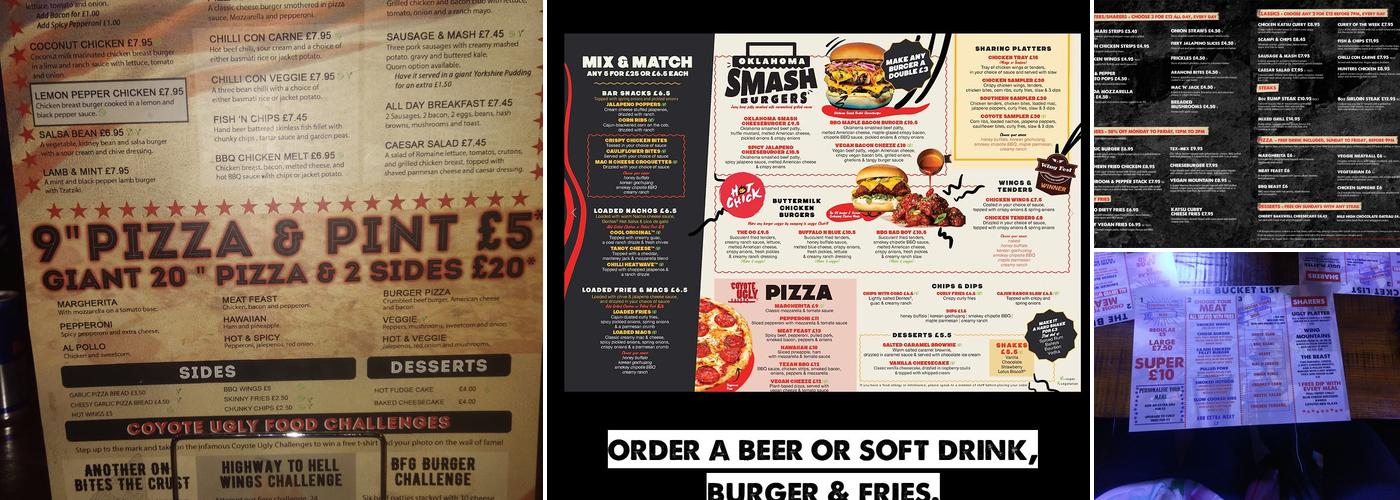 Coyote Ugly Saloon - Liverpool Menu